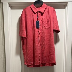 Veboon Men's Coral Button Down Polo Shirt